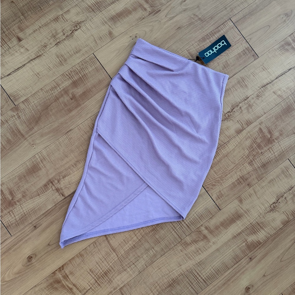 Boohoo Lilac Asymmetrical Wrap Skirt
